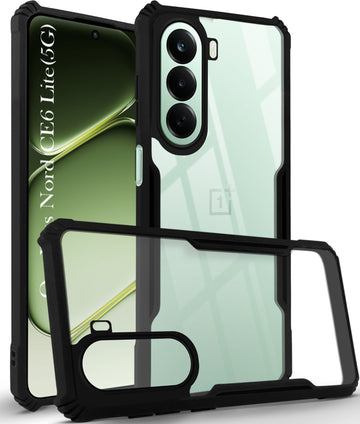 For OnePlus Nord CE 6 Lite Back Cover Case Hybrid (Shockproof with Polycarbonate Clear Panel | Professional Black)