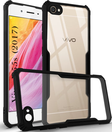 For Vivo Y55s 2017 Back Cover Case ( Shockproof with Polycarbonate Clear Panel | Professional Black)