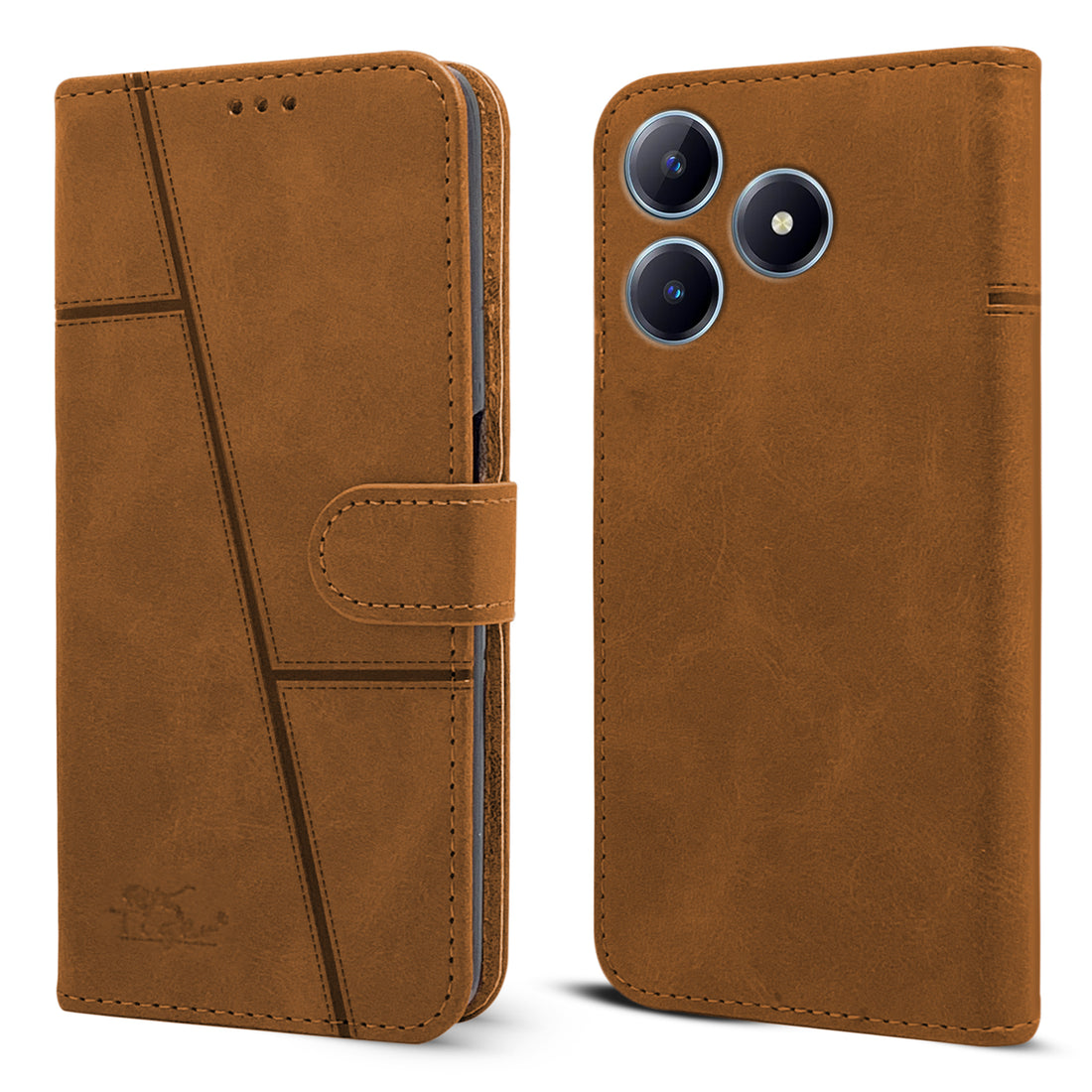 For Realme C63 Flip Cover Case (Stitched Leather with Magnetic Closure)