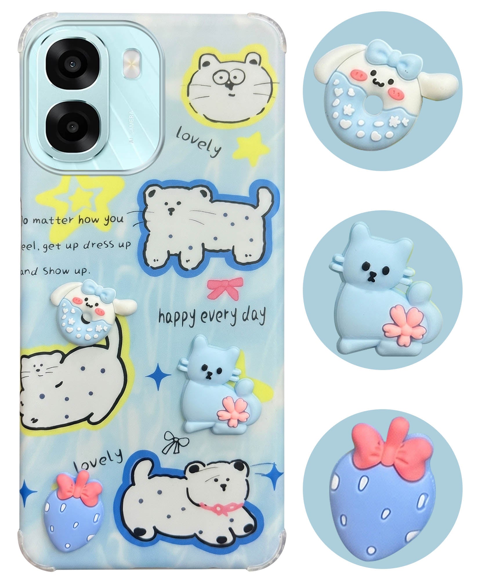 For Oppo A6X | Oppo A6S Back Cover Case (3D Cute Cartoons | Hard Back Side Soft | Matte Premium Finish | HD Printing)