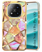 For Redmi Note 14 Pro Plus Back Cover Case (Dual Design Glitter Sparkle and Detachable Diamond Print Case | Soft and Flexible)