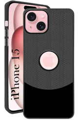 For Apple iPhone 15 Back Cover Case (Elegant PU Leather Finish | Premium Minimalist Professional | Camera Protection Bump)