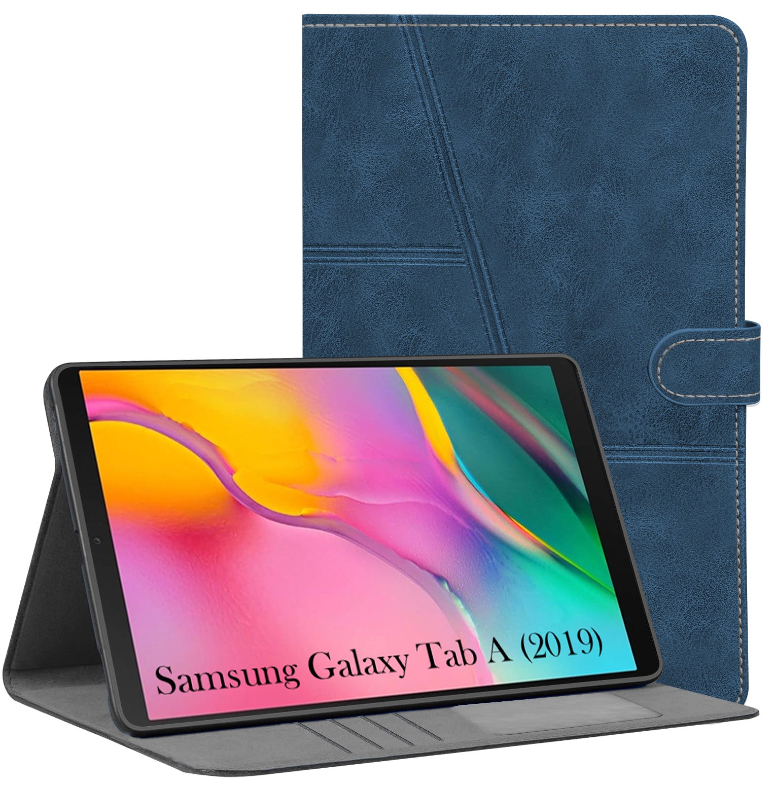 For Samsung Galaxy Tab A (2019) 10.1 Inch SM-T515/T510 Flip Cover Folio Case (PU Leather | Multi-Angle Smart Stand | Card Storage Slots | Silicone Back Pouch)