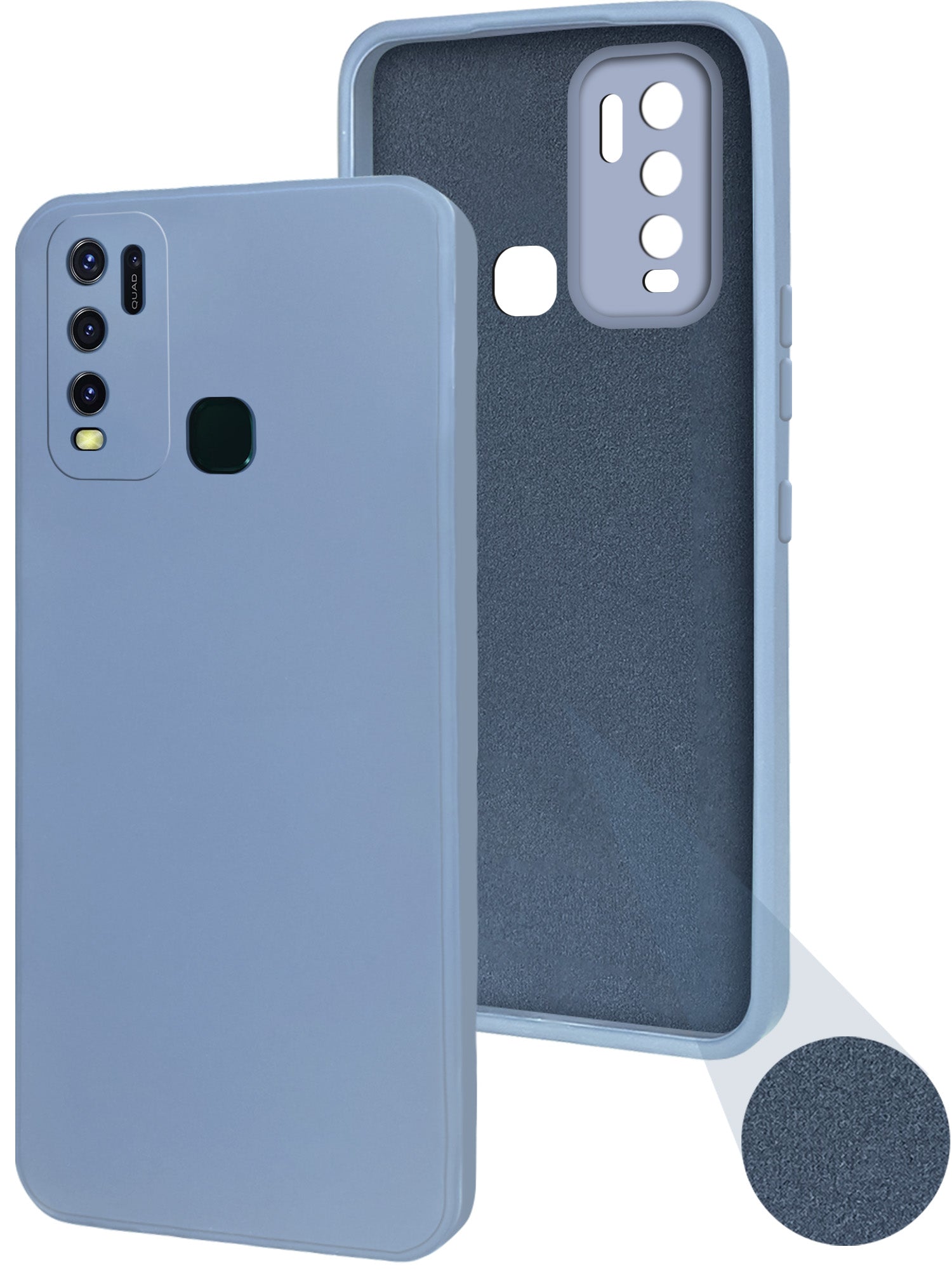 For Vivo Y30 Back Cover Case ( Matte Finish Silicone with Inside Fiber cloth)