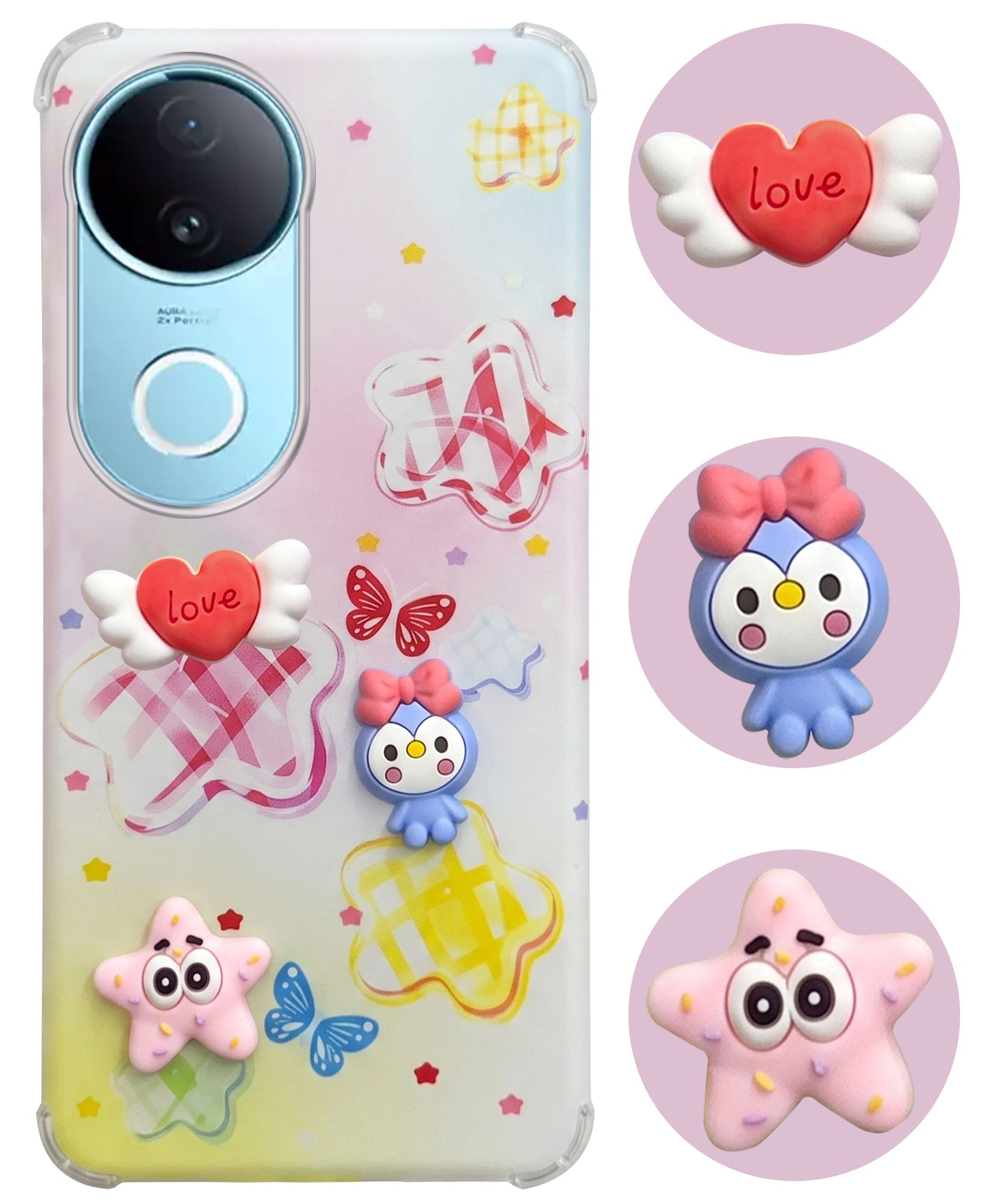For Vivo iQOO Z10R Back Cover Case (3D Cute Cartoons | Hard Back Side Soft | Matte Premium Finish | HD Printing)