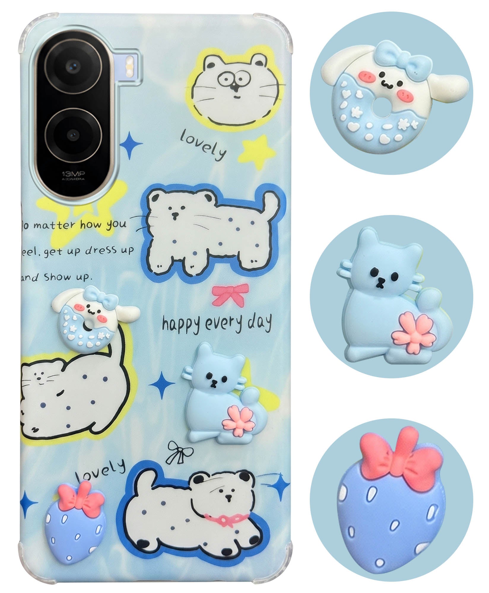 For Poco C81 5G Back Cover Case (3D Cute Cartoons | Hard Back Side Soft | Matte Premium Finish | HD Printing)
