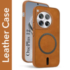 For OnePlus 12 5G Back Cover Case Leather Finish (MagSafe Compatible Wireless Charging | Soft Touch | Camera Bump Protection)