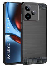For Realme GT 7 Back Cover Case ( Hybrid Armor Case | Carbon Fiber Shockproof | Soft and Flexible | Black )