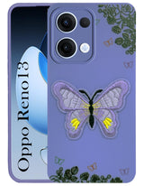 For Oppo Reno13 5G | Oppo Reno 13 5G Back Cover Case (Soft Butterfly Embroidery | Women Teen Girls | Camera Protection| Matte Silicone)