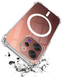 For Vivo V70 | Vivo V70 Elite 5G Back Cover Shockproof Crystal-Clear (Magsafe Wireless Support | Drop & Camera Protection | Hard Polycarbonate)