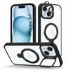 For Apple iPhone 15 Back Cover Case Crystal (Lifetime Anti Yellow | Magnetic Ring Stand | Camera Lens Protection | MagSafe Compatible)