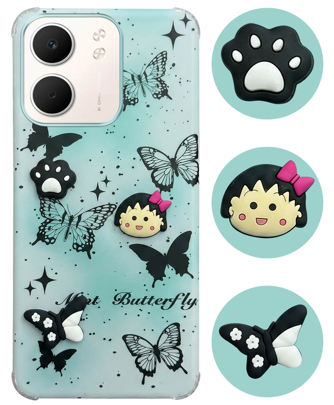 For Oppo A5X Back Cover Case (3D Cute Cartoons | Hard Back Side Soft | Matte Premium Finish | HD Printing)