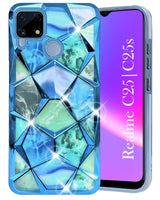 For Realme C25 | C25s Back Cover Case (Dual Design Glitter Sparkle and Detachable Diamond Print Case | Soft and Flexible)