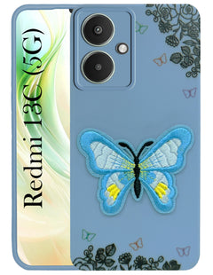 For Redmi 13C 5G Back Cover Case (Soft Butterfly Embroidery | Women Teen Girls | Camera Protection| Matte Silicone)