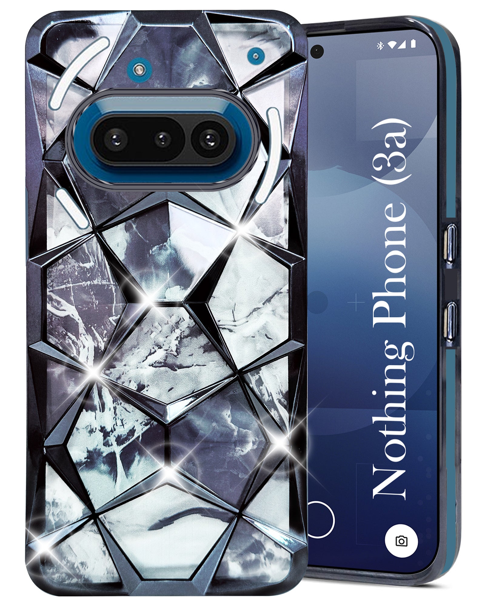 For Nothing Phone 3A 5G Back Cover Case(Dual Design Glitter Sparkle and Detachable Diamond Print Case | Soft and Flexible)