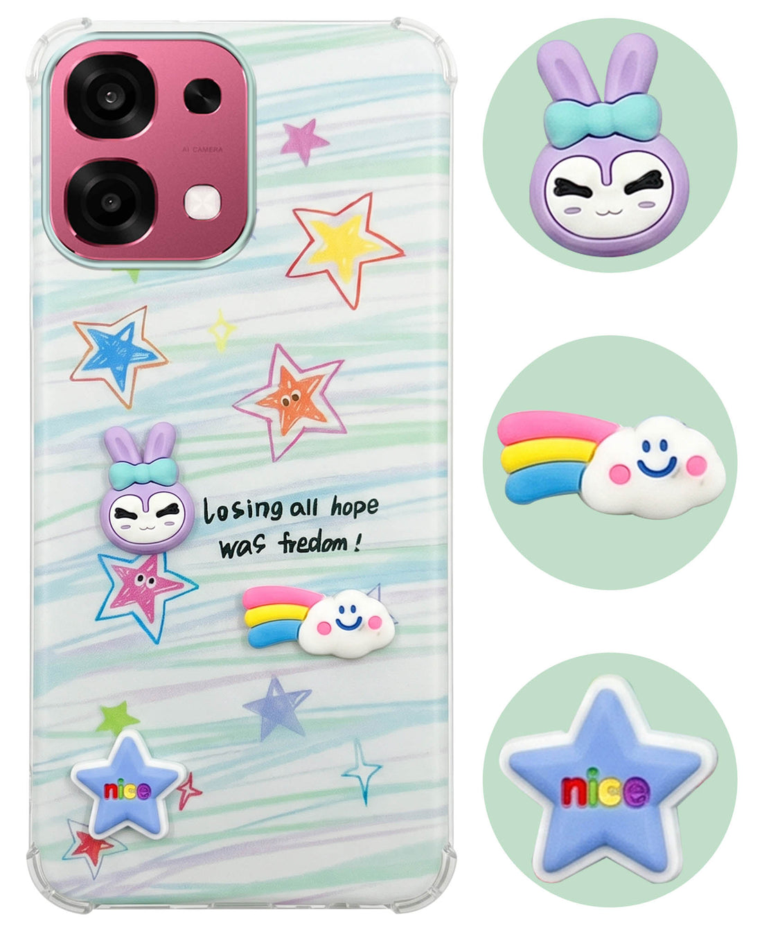 For Oppo F31 5G | Oppo F33 5G Back Cover Case (3D Cute Cartoons | Hard Back Side Soft | Matte Premium Finish | HD Printing)