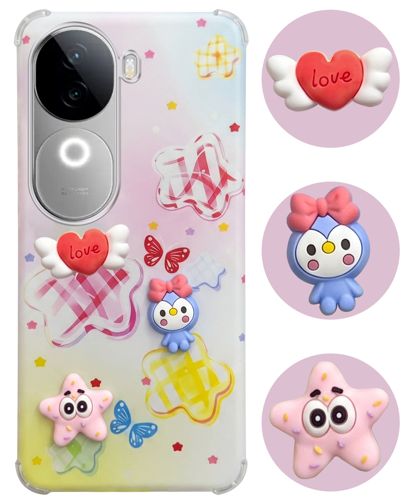 For Vivo iQOO Z9s Back Cover Case (3D Cute Cartoons | Hard Back Side Soft | Matte Premium Finish | HD Printing)