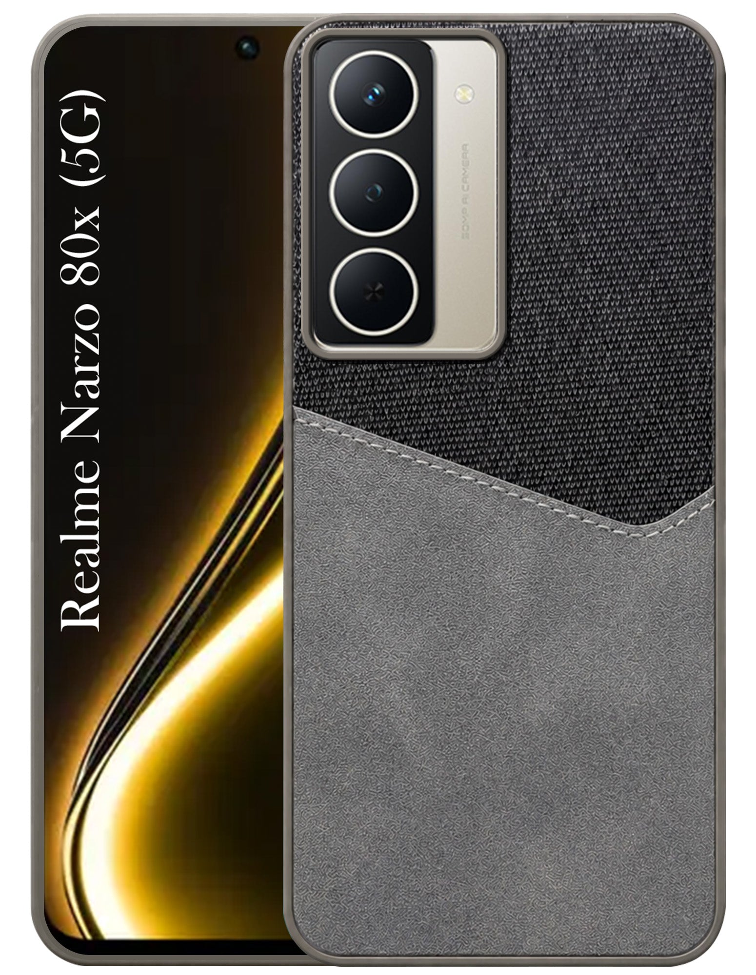 For Realme Narzo 80x Back Cover Case (Dual PU Leather Stitch | Professional Minimalist | Soft and Flexible)