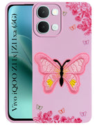 For iQOO Z11x | iQOO Z11xa Back Cover Case (Soft Butterfly Embroidery | Women Teen Girls | Camera Protection| Matte Silicone)