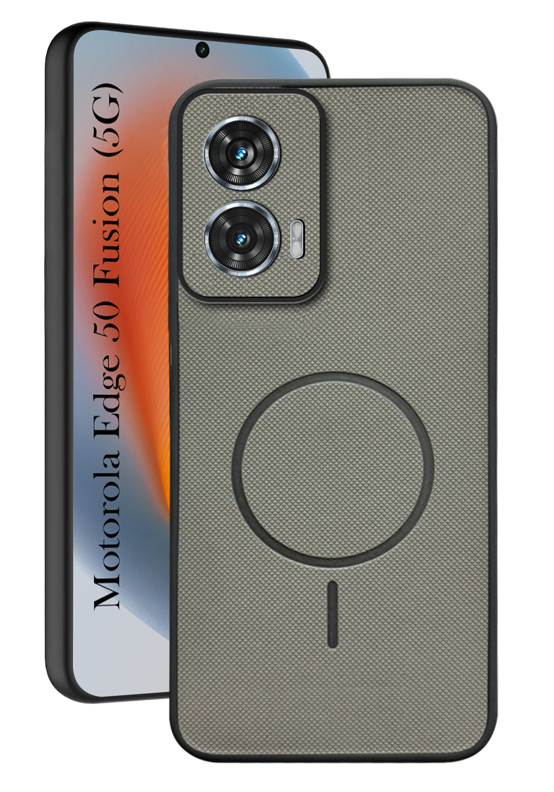 For Motorola Moto Edge 50 Fusion Back Cover Case PU Leather (Texture Grip Design | Professional Minimalist | Camera Protection | Soft and Flexible)