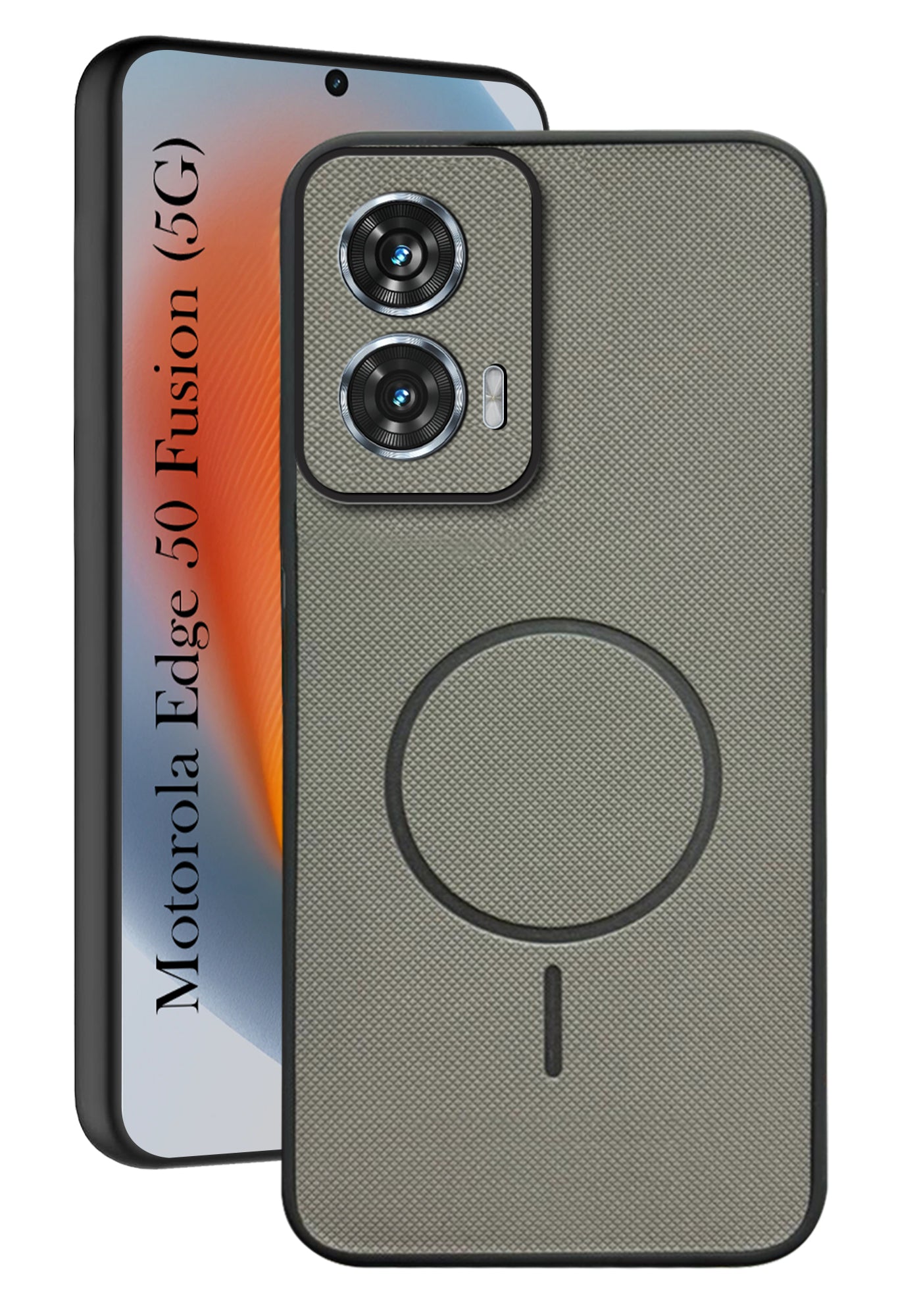 For Motorola Moto Edge 50 Fusion Back Cover Case PU Leather (Texture Grip Design | Professional Minimalist | Camera Protection | Soft and Flexible)
