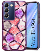 For Vivo T3 5G Back Cover Case (Dual Design Glitter Sparkle and Detachable Diamond Print Case | Soft and Flexible)