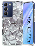For Vivo T3 5G Back Cover Case (Dual Design Glitter Sparkle and Detachable Diamond Print Case | Soft and Flexible)