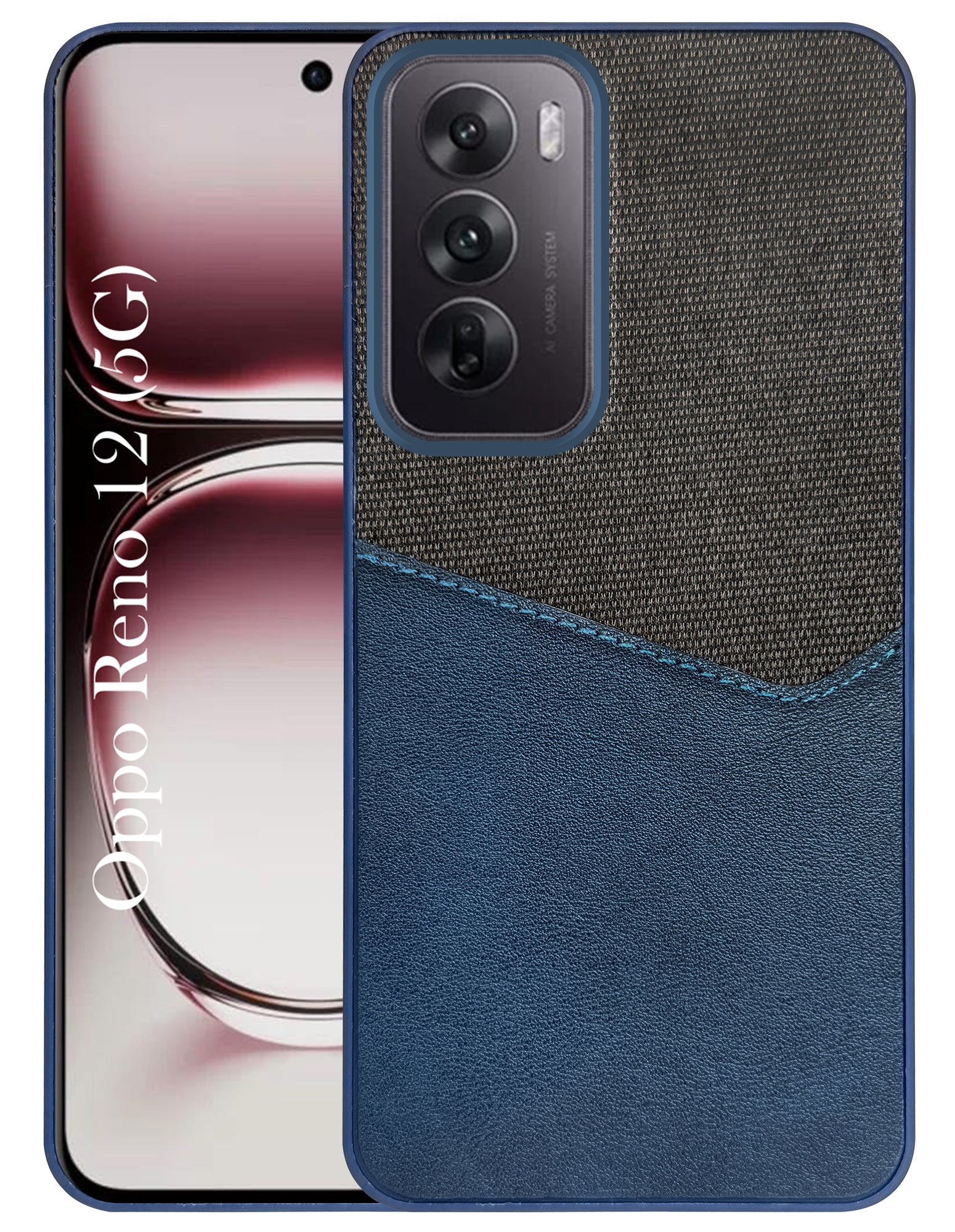 For Oppo Reno12 5G | Oppo Reno 12 5G Back Cover Case (Dual PU Leather Stitch | Professional Minimalist | Soft and Flexible)