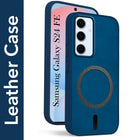 For Samsung Galaxy S24 FE Back Cover Case Leather Finish (MagSafe Compatible Wireless Charging | Soft Touch | Camera Bump Protection)