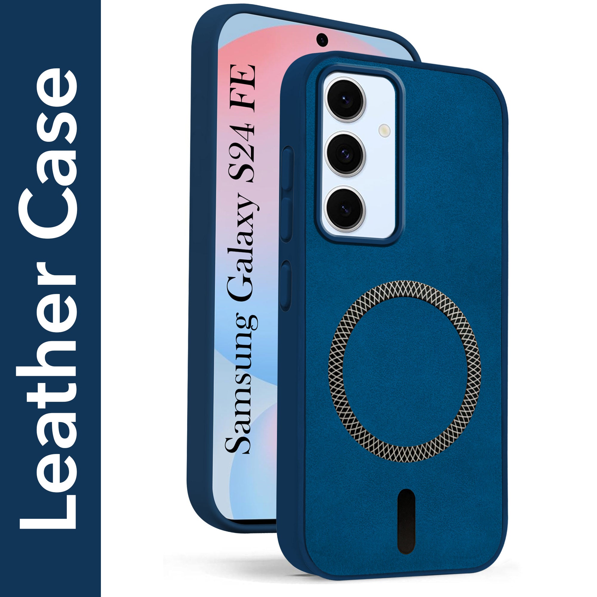 For Samsung Galaxy S24 FE Back Cover Case Leather Finish (MagSafe Compatible Wireless Charging | Soft Touch | Camera Bump Protection)