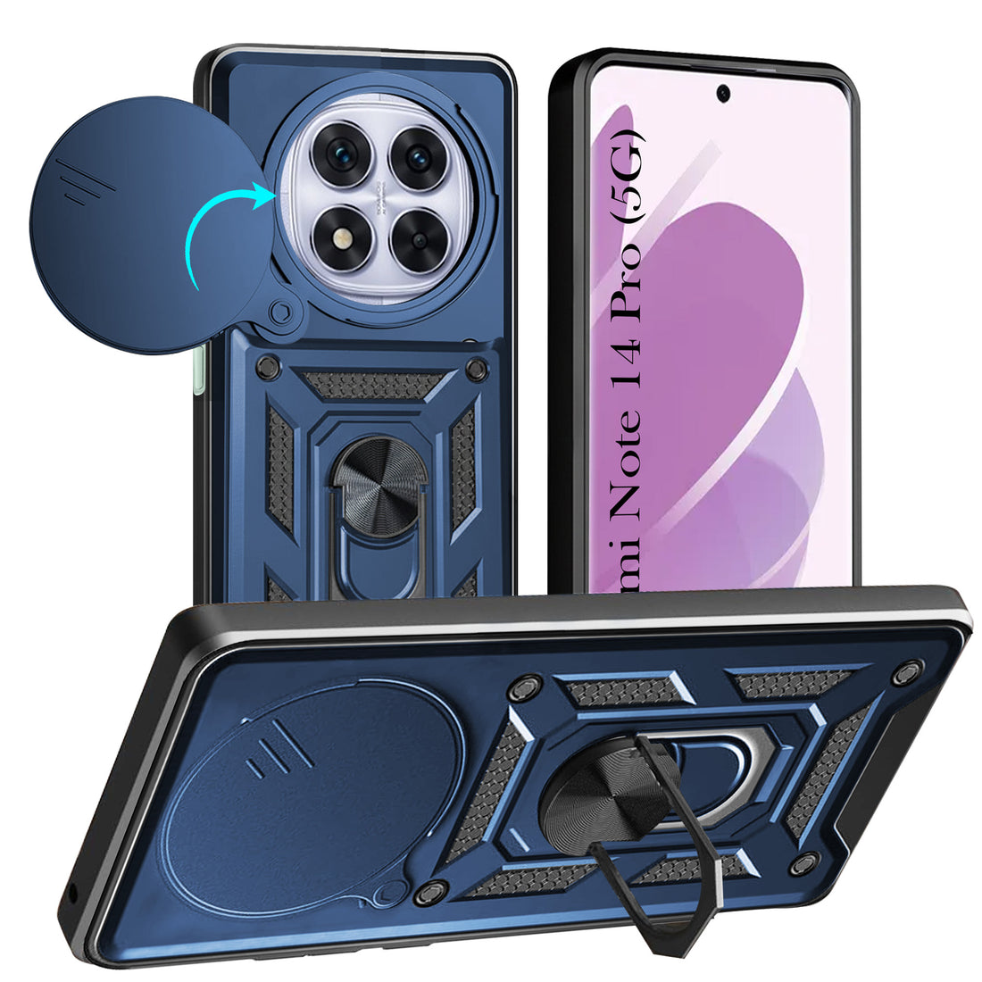 For Redmi Note 14 Pro Back Cover Case (Hybrid Dual Armor Polycarbonate)
