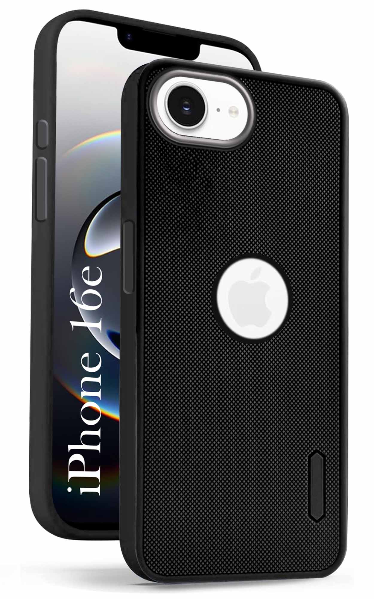 For Apple iPhone 16e Back Cover Case (Textured Grip Design | Micro-Fiber Cloth Inside | Slim and Light Weight | Soft Touch and Feel | Black)