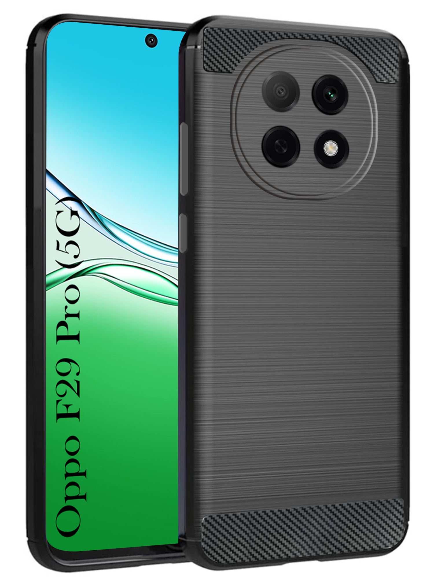 For Oppo F29 Pro  Back Cover Case ( Hybrid Armor Case | Carbon Fiber Shockproof | Soft and Flexible | Black )