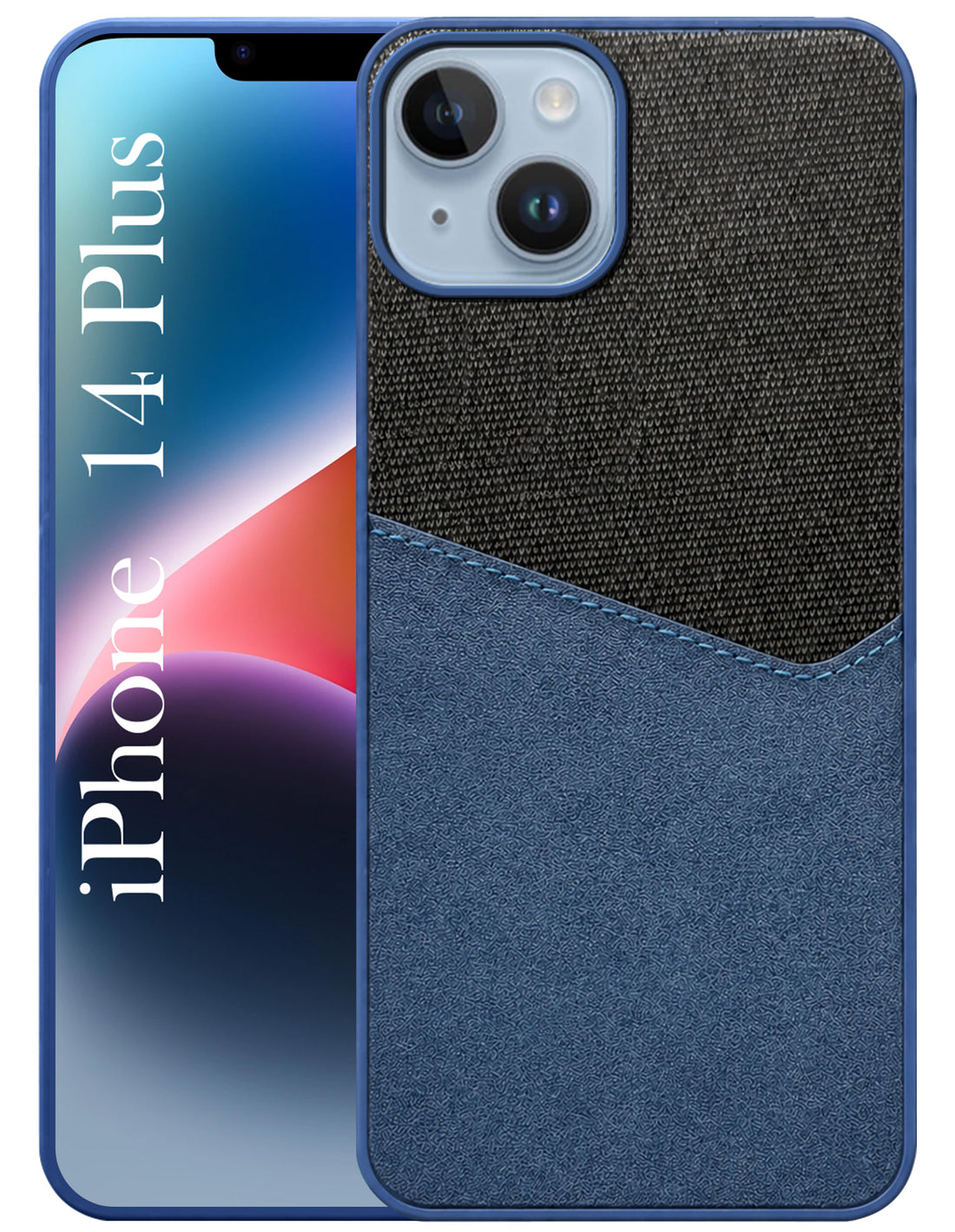 For Apple iPhone 14 Plus Back Cover Case (Dual PU Leather Stitch | Professional Minimalist | Soft and Flexible)