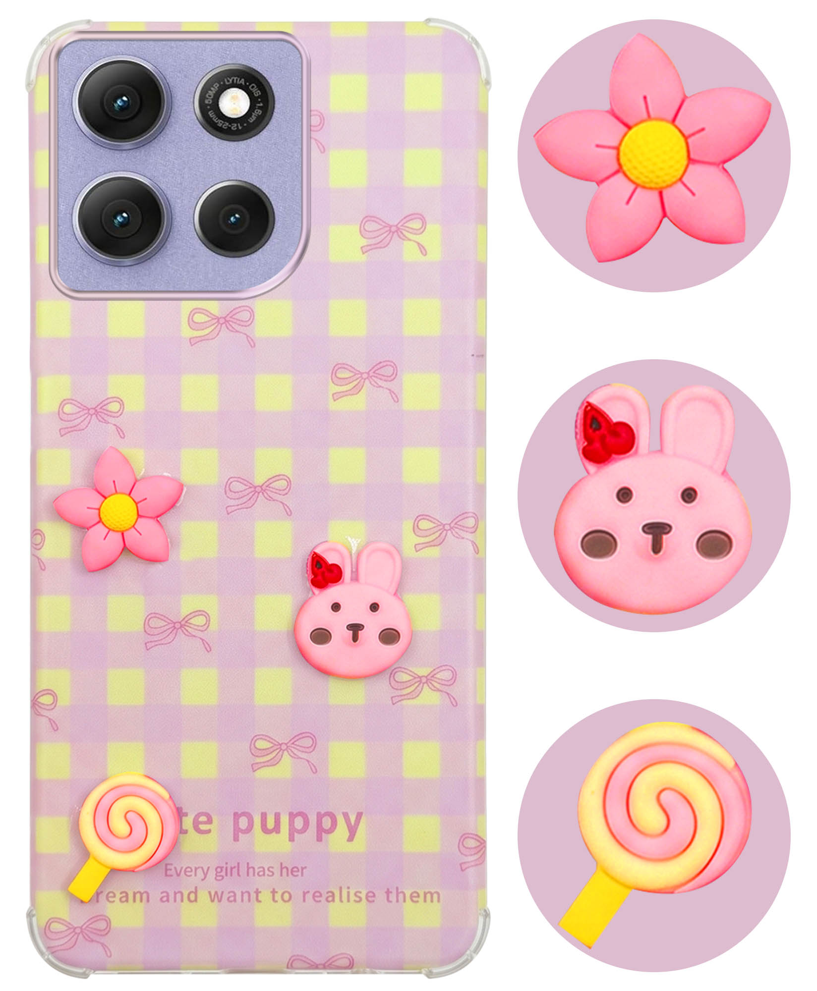For Motorola Moto G86 Power Back Cover Case (3D Cute Cartoons | Hard Back Side Soft | Matte Premium Finish | HD Printing)