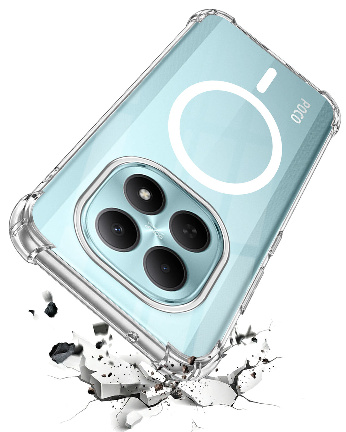 For Poco M8 5G Back Cover Shockproof Crystal-Clear (Magsafe Wireless Support | Drop & Camera Protection | Hard Polycarbonate)