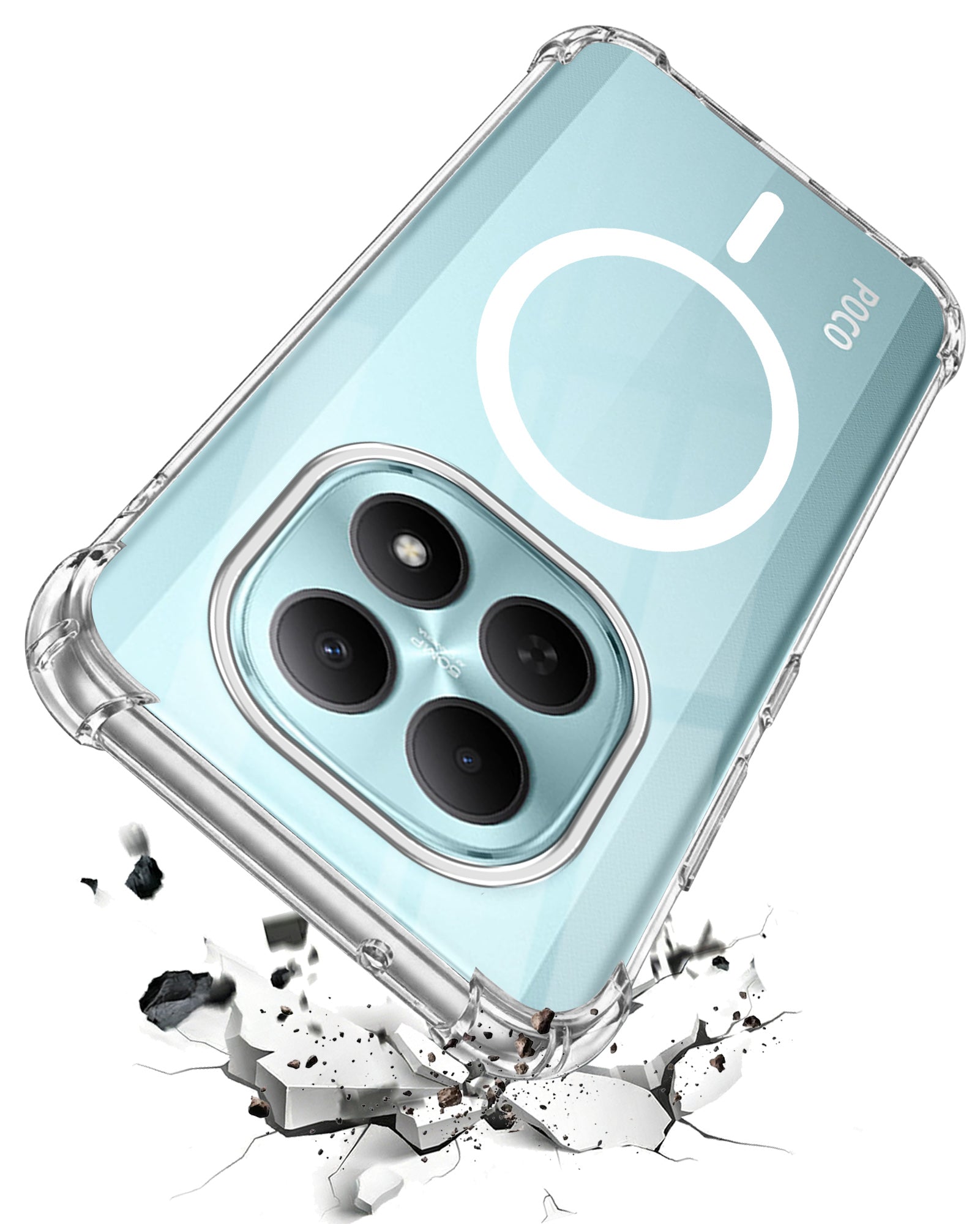 For Poco M8 5G Back Cover Shockproof Crystal-Clear (Magsafe Wireless Support | Drop & Camera Protection | Hard Polycarbonate)