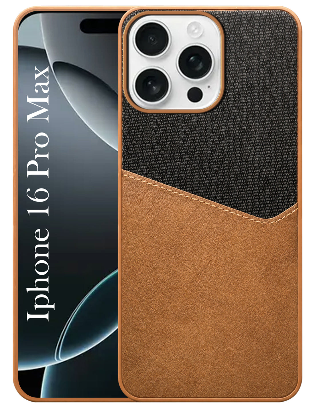 For Apple iPhone 16 Pro Max Back Cover Case (Dual PU Leather Stitch | Professional Minimalist | Soft and Flexible)