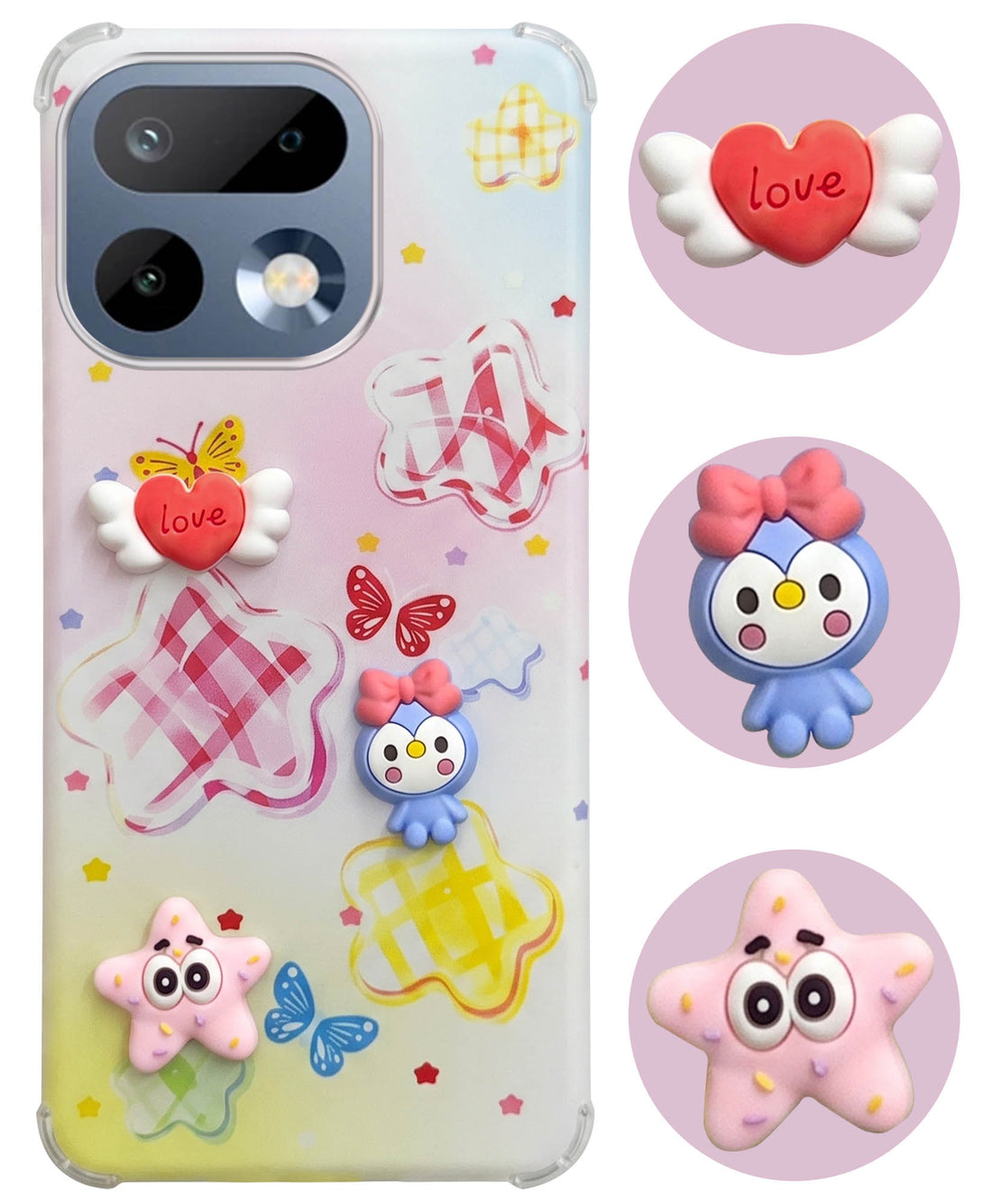 For Realme 16 Pro Back Cover Case (3D Cute Cartoons | Hard Back Side Soft | Matte Premium Finish | HD Printing)