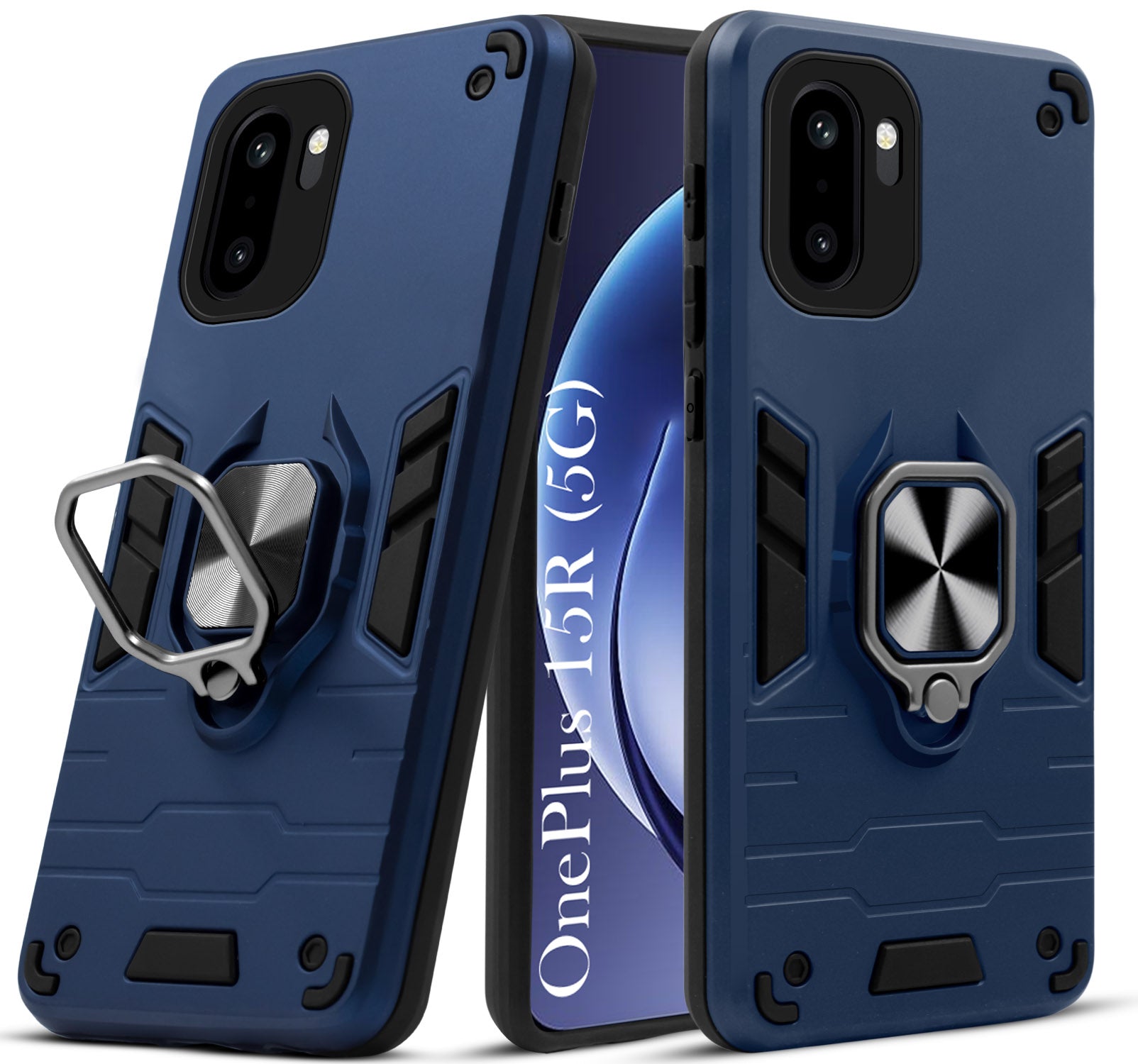 For OnePlus 15R Back Cover Case Hybrid Armor (Shockproof Dual Layer Polycarbonate |Ring Holder Kickstand)