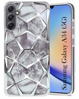For Samsung Galaxy A34 5G Back Cover Case ( Dual Design Glitter Sparkle and Detachable Diamond Print Case | Soft and Flexible)