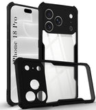 For Apple iPhone 18 Pro Back Cover Case Hybrid (Shockproof with Polycarbonate Clear Panel | Professional Black)