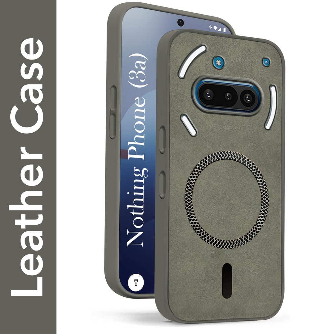 For Nothing Phone 3A 5G Back Cover Case Leather Finish (MagSafe Compatible Wireless Charging | Soft Touch | Camera Bump Protection)