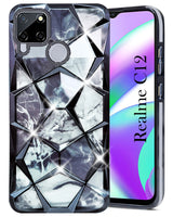 For Realme C12 Back Cover Case (Dual Design Glitter Sparkle and Detachable Diamond Print Case | Soft and Flexible)