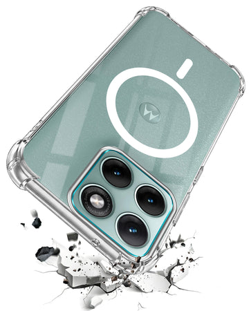 For Motorola Moto Edge 70 Fusion Back Cover Shockproof Crystal-Clear (Magsafe Wireless Support | Drop & Camera Protection | Hard Polycarbonate)