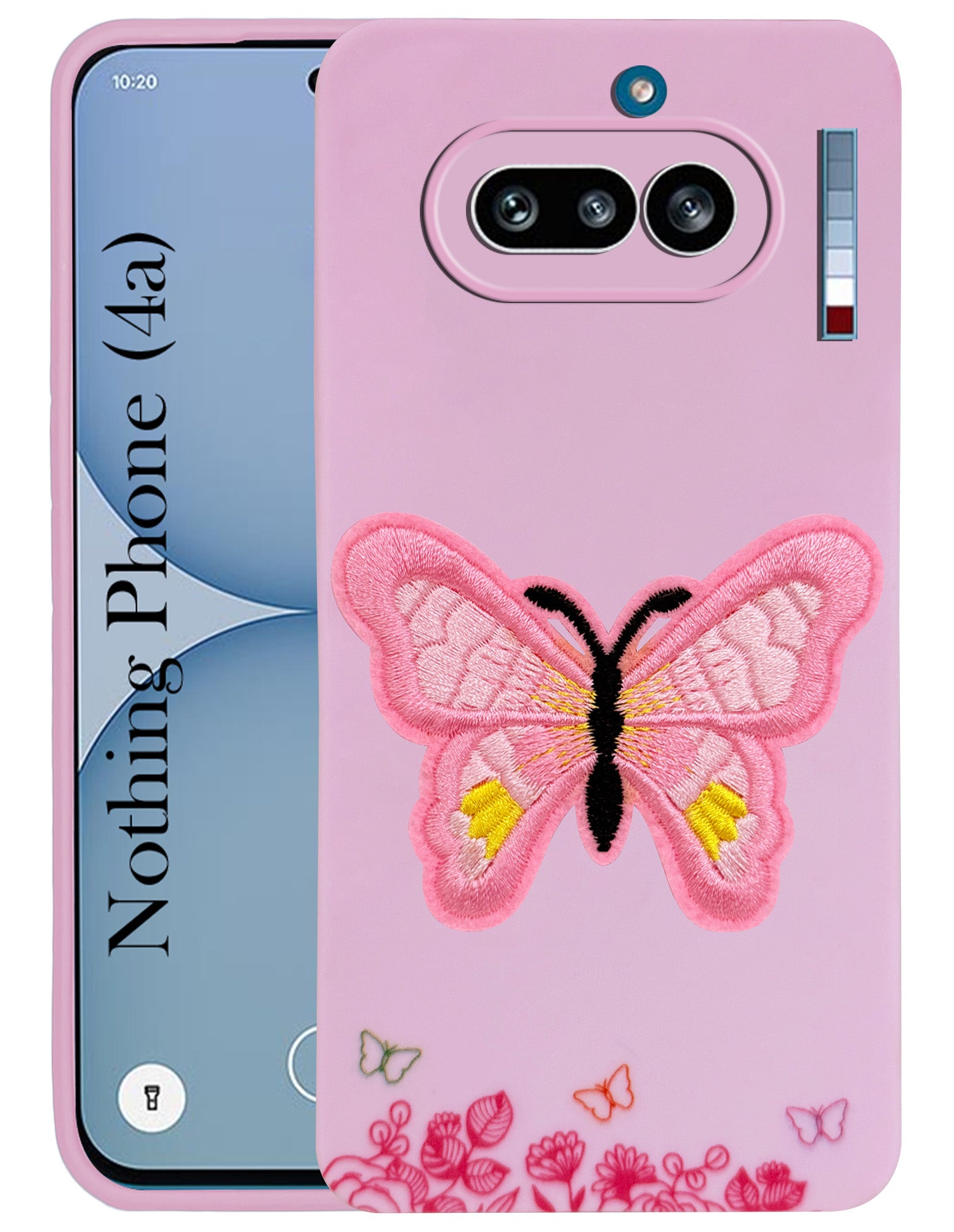 For Nothing Phone 4A 5G Back Cover Case (Soft Butterfly Embroidery | Women Teen Girls | Camera Protection| Matte Silicone)