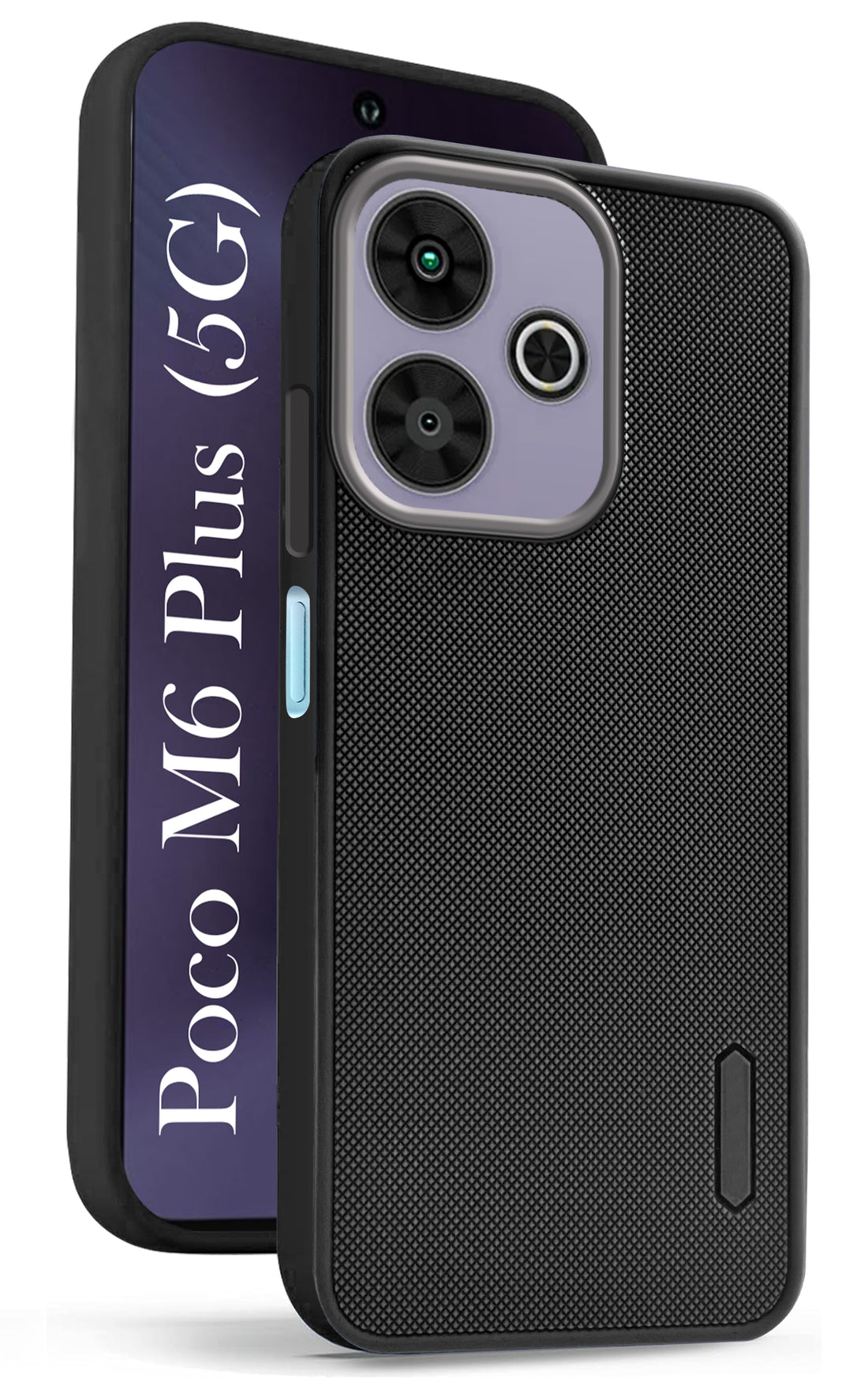 For Poco M6 Plus 5G Back Cover Case ( Textured Grip Design | Camera Protetion | Slim and Light Weight | Soft Touch and Feel | Black )