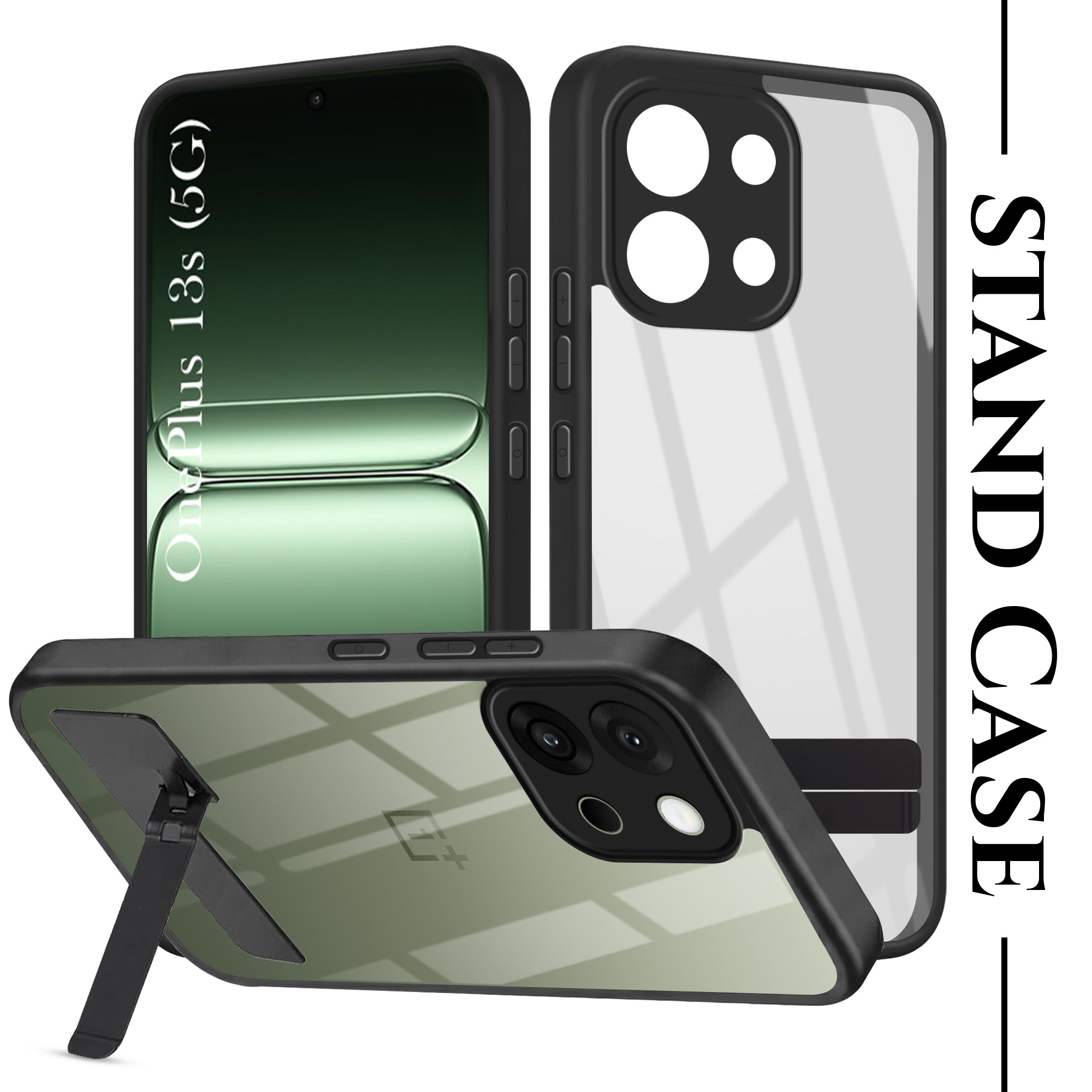 For OnePlus 13S Back Cover Case (Built-in Stand | Lifetime Anti Yellow | Kickstand Shockproof | Camera Protection | MagSafe Compatible)