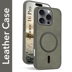 For Apple iPhone 16 Pro Back Cover Case (Sleek Leather Finish | MagSafe Compatible Wireless Charging | Camera Bump Protection)