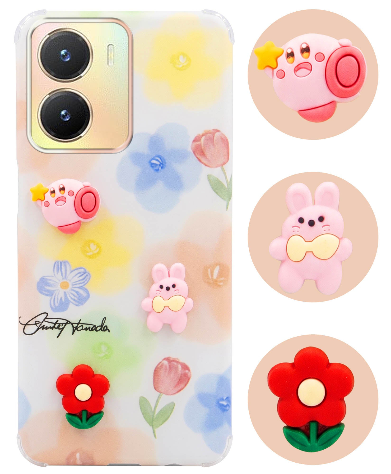 For Vivo T2x Back Cover Case (3D Cute Cartoons | Hard Back Side Soft | Matte Premium Finish | HD Printing)